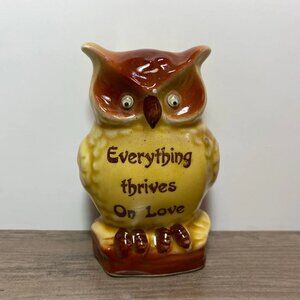 1970s Owl Figurine Salt or Pepper Shaker - Everything Thrives on Love